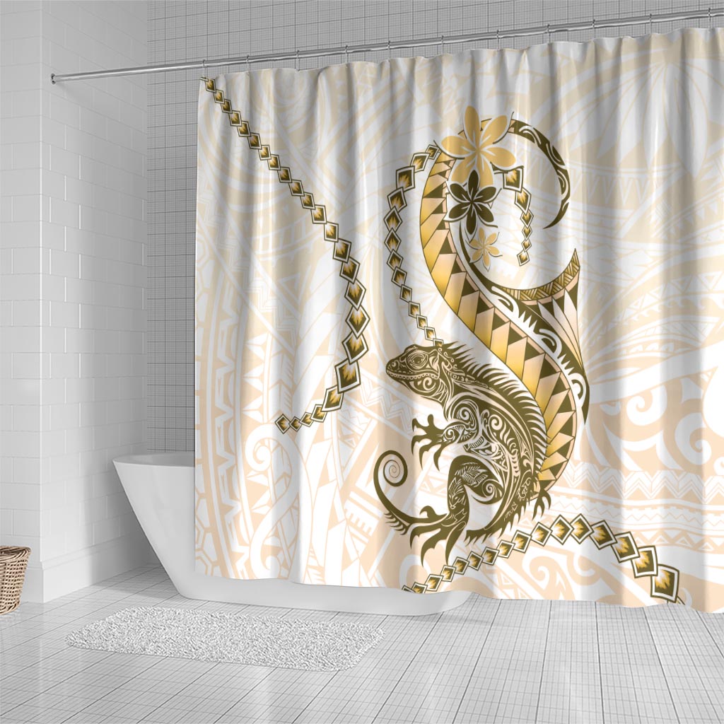 Gold Maori Tuatara Shower Curtain Luxury Pastel Pattern LT01 - Polynesian Pride