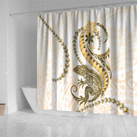 Gold Maori Tuatara Shower Curtain Luxury Pastel Pattern LT01 - Polynesian Pride