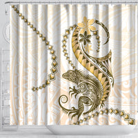Gold Maori Tuatara Shower Curtain Luxury Pastel Pattern LT01 - Polynesian Pride
