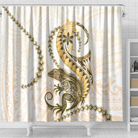 Gold Maori Tuatara Shower Curtain Luxury Pastel Pattern LT01 - Polynesian Pride