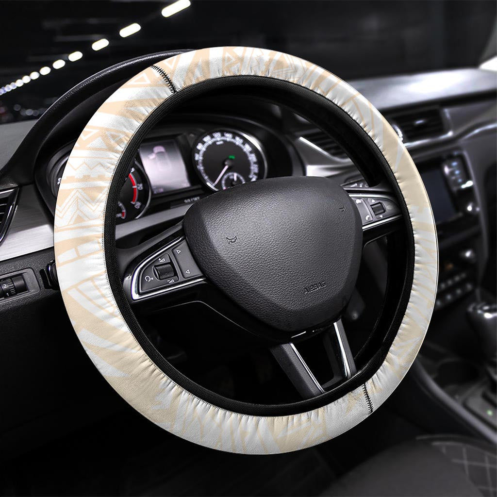 Gold Maori Tuatara Steering Wheel Cover Luxury Pastel Pattern