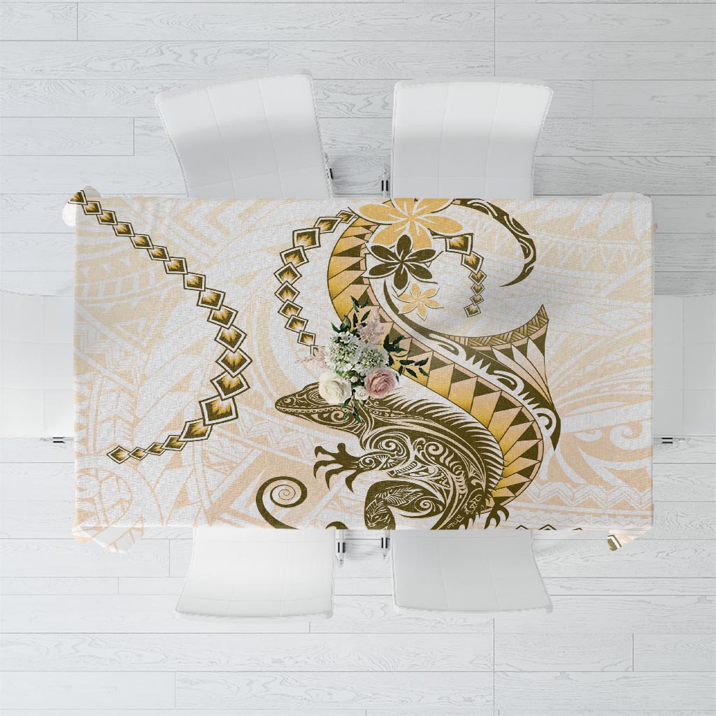 Gold Maori Tuatara Tablecloth Luxury Pastel Pattern