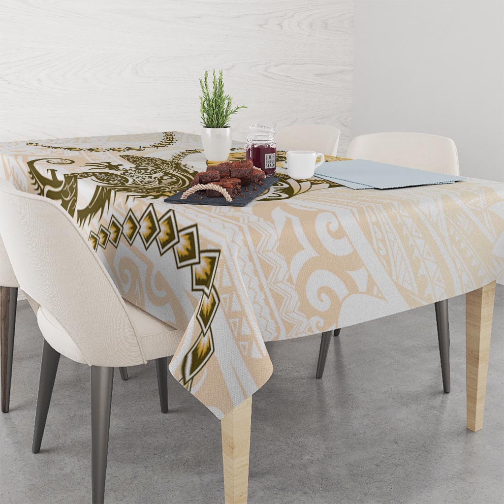 Gold Maori Tuatara Tablecloth Luxury Pastel Pattern LT01 - Polynesian Pride