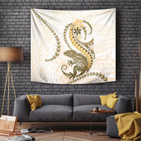 Gold Maori Tuatara Tapestry Luxury Pastel Pattern LT01 - Polynesian Pride