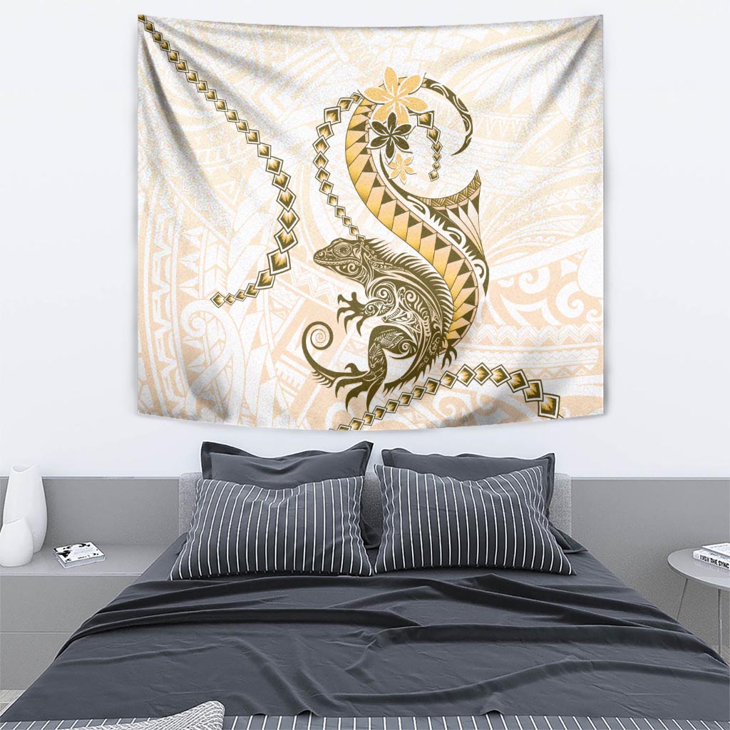 Gold Maori Tuatara Tapestry Luxury Pastel Pattern LT01 - Polynesian Pride