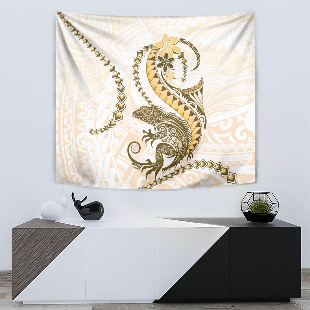 Gold Maori Tuatara Tapestry Luxury Pastel Pattern LT01 - Polynesian Pride