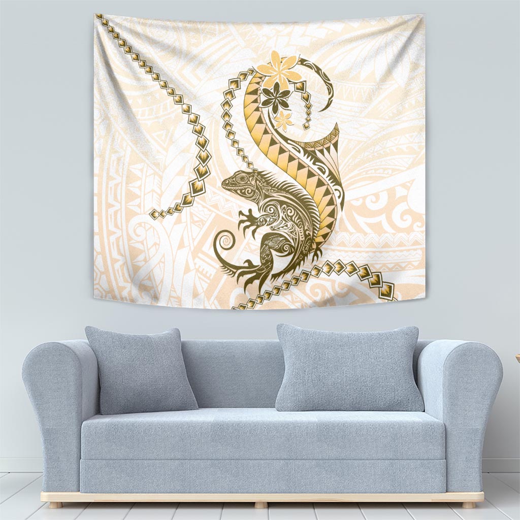 Gold Maori Tuatara Tapestry Luxury Pastel Pattern LT01 - Polynesian Pride