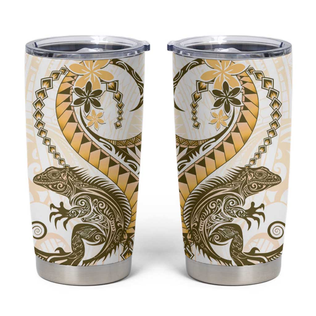 Gold Maori Tuatara Tumbler Cup Luxury Pastel Pattern LT01 Gold - Polynesian Pride