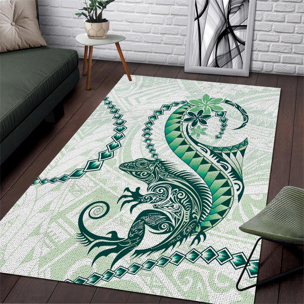 Green Maori Tuatara Area Rug Luxury Pastel Pattern LT01 Green - Polynesian Pride