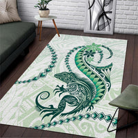 Green Maori Tuatara Area Rug Luxury Pastel Pattern LT01 Green - Polynesian Pride