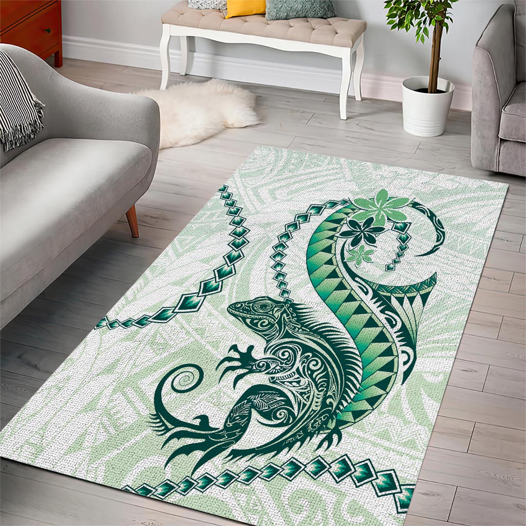 Green Maori Tuatara Area Rug Luxury Pastel Pattern LT01 - Polynesian Pride