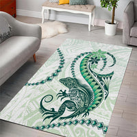 Green Maori Tuatara Area Rug Luxury Pastel Pattern LT01 - Polynesian Pride