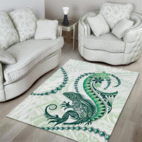 Green Maori Tuatara Area Rug Luxury Pastel Pattern LT01 - Polynesian Pride