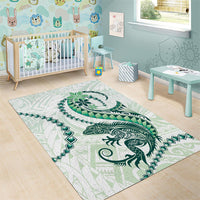 Green Maori Tuatara Area Rug Luxury Pastel Pattern LT01 - Polynesian Pride
