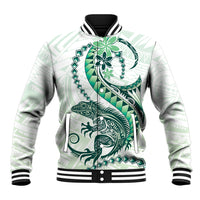 Green Maori Tuatara Baseball Jacket Luxury Pastel Pattern LT01 Unisex Green - Polynesian Pride