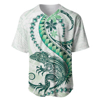 Green Maori Tuatara Baseball Jersey Luxury Pastel Pattern LT01 Green - Polynesian Pride