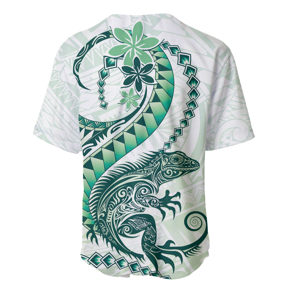 Green Maori Tuatara Baseball Jersey Luxury Pastel Pattern LT01 - Polynesian Pride