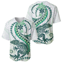Green Maori Tuatara Baseball Jersey Luxury Pastel Pattern LT01 - Polynesian Pride