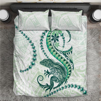 Green Maori Tuatara Bedding Set Luxury Pastel Pattern LT01 Green - Polynesian Pride
