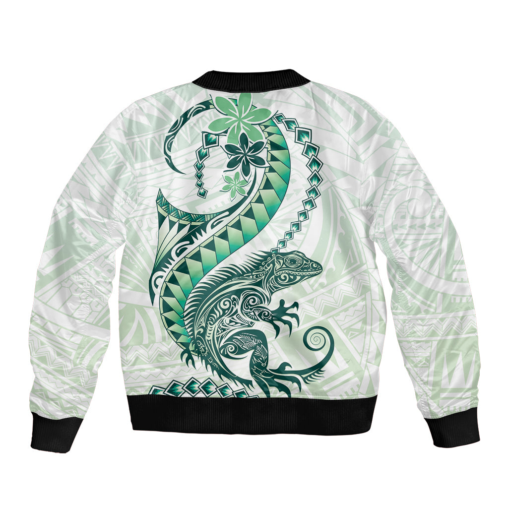Green Maori Tuatara Bomber Jacket Luxury Pastel Pattern LT01 - Polynesian Pride