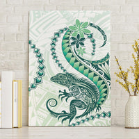 Green Maori Tuatara Canvas Wall Art Luxury Pastel Pattern LT01 Without Frame Green - Polynesian Pride