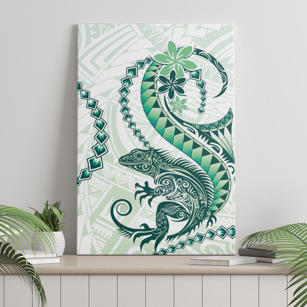 Green Maori Tuatara Canvas Wall Art Luxury Pastel Pattern LT01 - Polynesian Pride
