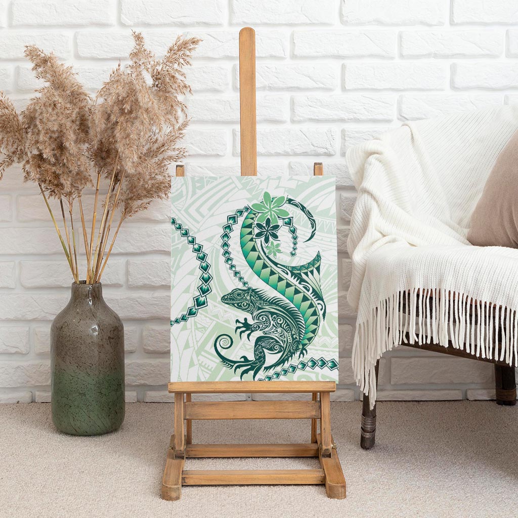 Green Maori Tuatara Canvas Wall Art Luxury Pastel Pattern LT01 - Polynesian Pride