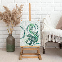 Green Maori Tuatara Canvas Wall Art Luxury Pastel Pattern LT01 - Polynesian Pride