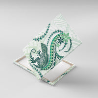 Green Maori Tuatara Canvas Wall Art Luxury Pastel Pattern LT01 With Frame Green - Polynesian Pride