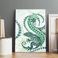 Green Maori Tuatara Canvas Wall Art Luxury Pastel Pattern LT01 - Polynesian Pride