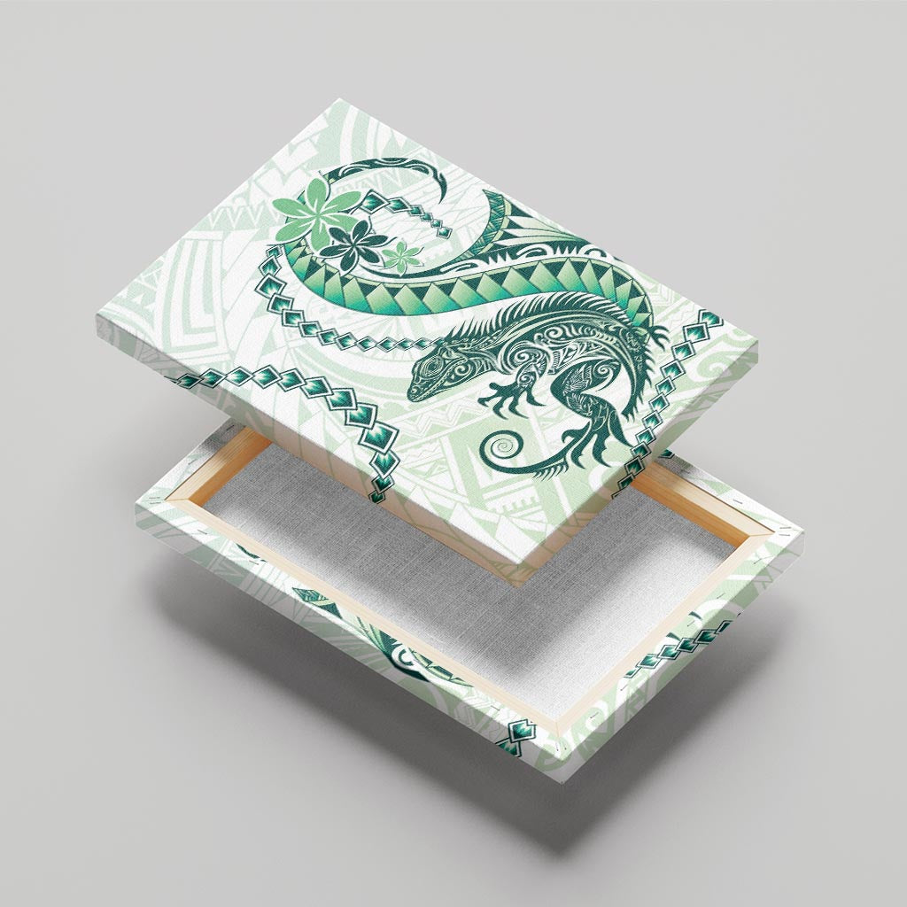 Green Maori Tuatara Canvas Wall Art Luxury Pastel Pattern LT01 - Polynesian Pride