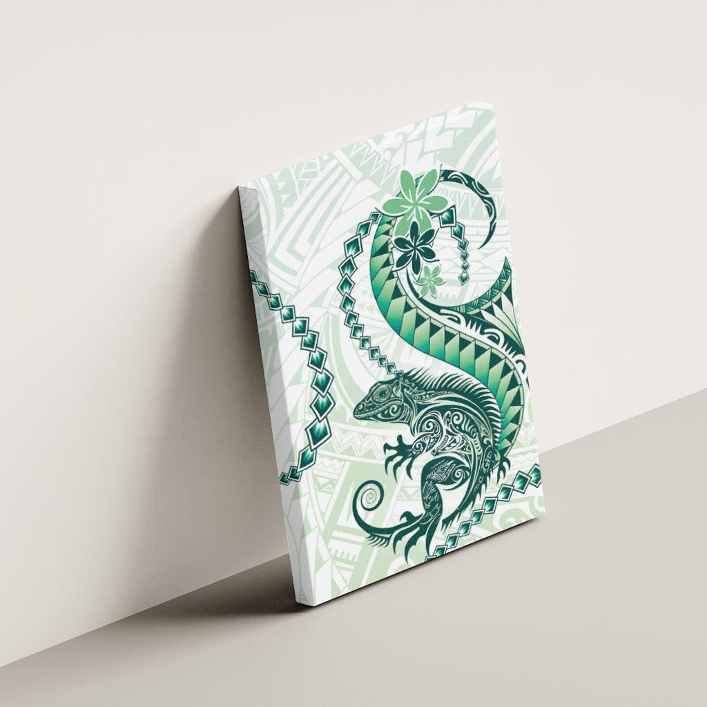 Green Maori Tuatara Canvas Wall Art Luxury Pastel Pattern LT01 - Polynesian Pride