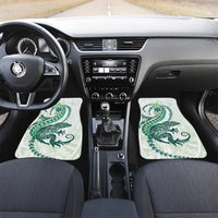 Green Maori Tuatara Car Mats Luxury Pastel Pattern LT01 Set 2pcs - Front Green - Polynesian Pride