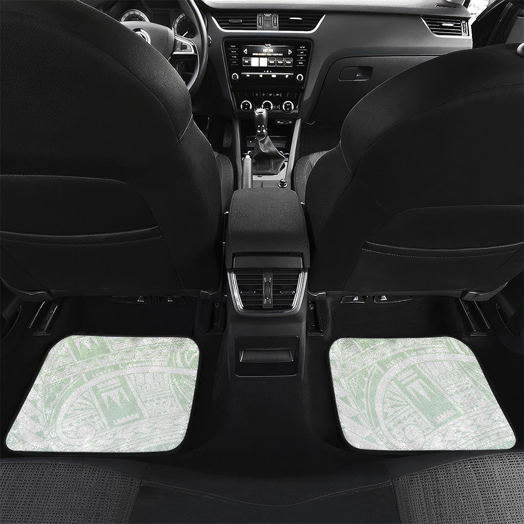 Green Maori Tuatara Car Mats Luxury Pastel Pattern LT01 Set 2pcs - Back Green - Polynesian Pride
