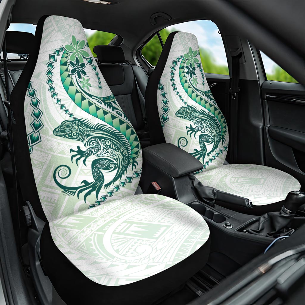 Green Maori Tuatara Car Seat Cover Luxury Pastel Pattern LT01 One Size Green - Polynesian Pride