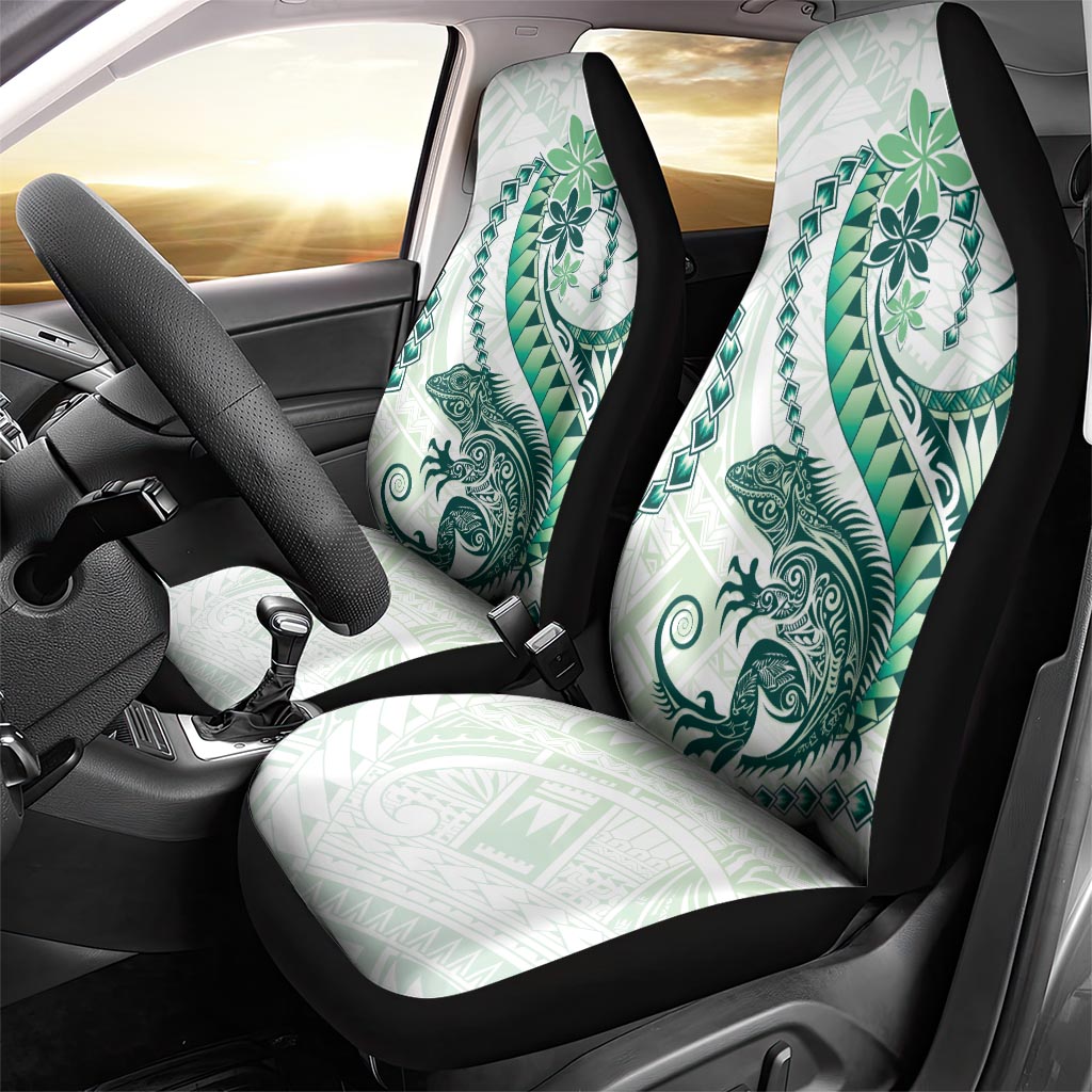 Green Maori Tuatara Car Seat Cover Luxury Pastel Pattern LT01 - Polynesian Pride