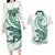 Green Maori Tuatara Couples Matching Long Sleeve Bodycon Dress and Hawaiian Shirt Luxury Pastel Pattern