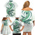 Green Maori Tuatara Family Matching Off Shoulder Short Dress and Hawaiian Shirt Luxury Pastel Pattern