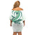 Green Maori Tuatara Family Matching Off Shoulder Short Dress and Hawaiian Shirt Luxury Pastel Pattern