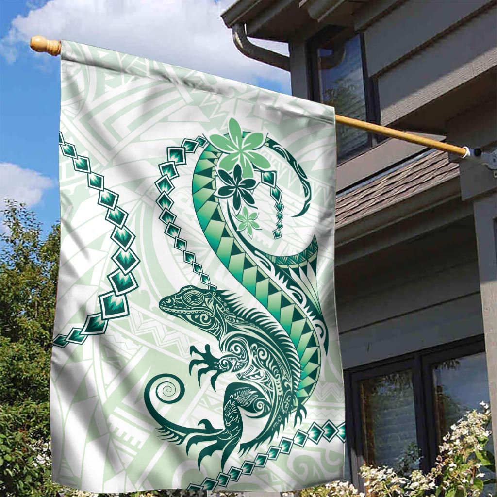 Green Maori Tuatara Garden Flag Luxury Pastel Pattern LT01 - Polynesian Pride