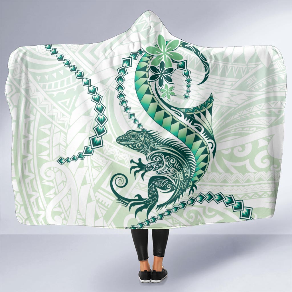 Green Maori Tuatara Hooded Blanket Luxury Pastel Pattern LT01 - Polynesian Pride