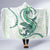 Green Maori Tuatara Hooded Blanket Luxury Pastel Pattern