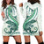 Green Maori Tuatara Hoodie Dress Luxury Pastel Pattern