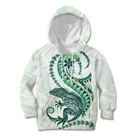 Green Maori Tuatara Kid Hoodie Luxury Pastel Pattern LT01 Hoodie Green - Polynesian Pride