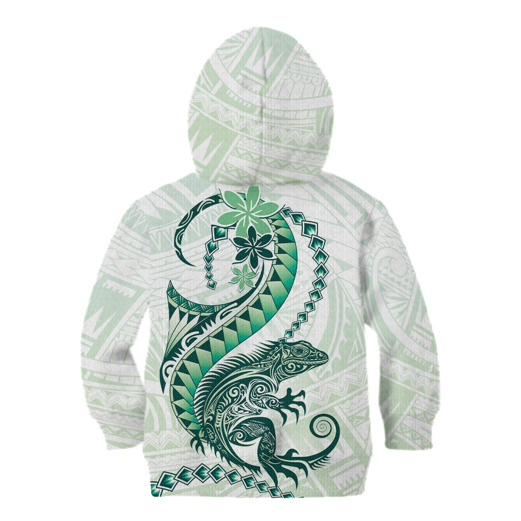 Green Maori Tuatara Kid Hoodie Luxury Pastel Pattern LT01 - Polynesian Pride