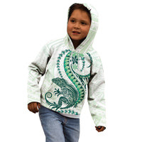 Green Maori Tuatara Kid Hoodie Luxury Pastel Pattern LT01 - Polynesian Pride