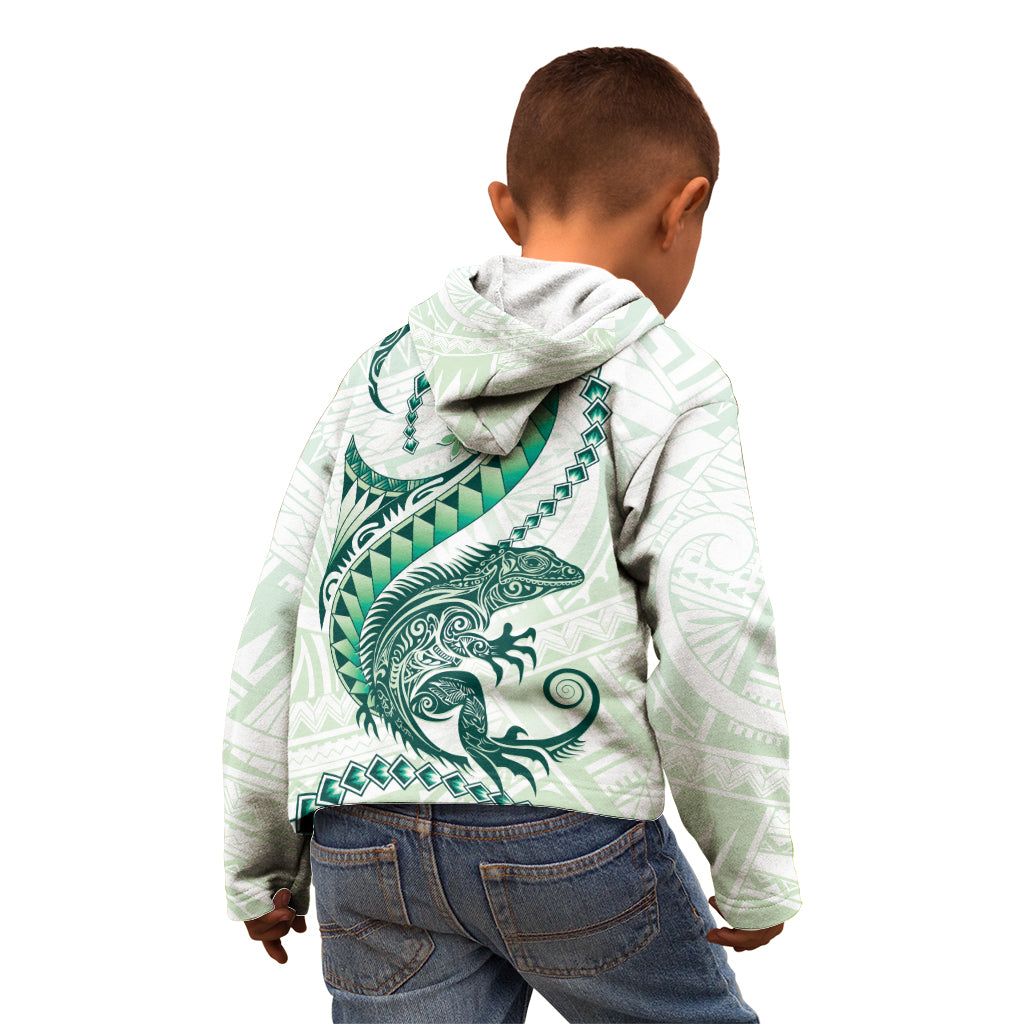Green Maori Tuatara Kid Hoodie Luxury Pastel Pattern LT01 - Polynesian Pride