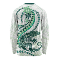 Green Maori Tuatara Long Sleeve Shirt Luxury Pastel Pattern LT01 - Polynesian Pride