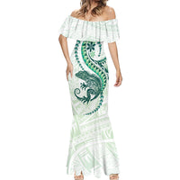 Green Maori Tuatara Mermaid Dress Luxury Pastel Pattern LT01 - Polynesian Pride