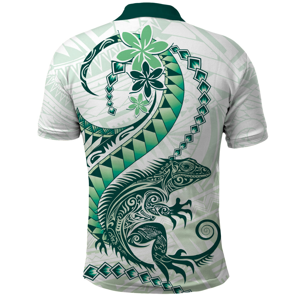Green Maori Tuatara Polo Shirt Luxury Pastel Pattern LT01 - Polynesian Pride
